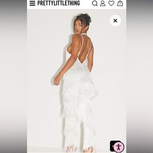 Pretty Little Things White Fringe Jumpsuit US 12